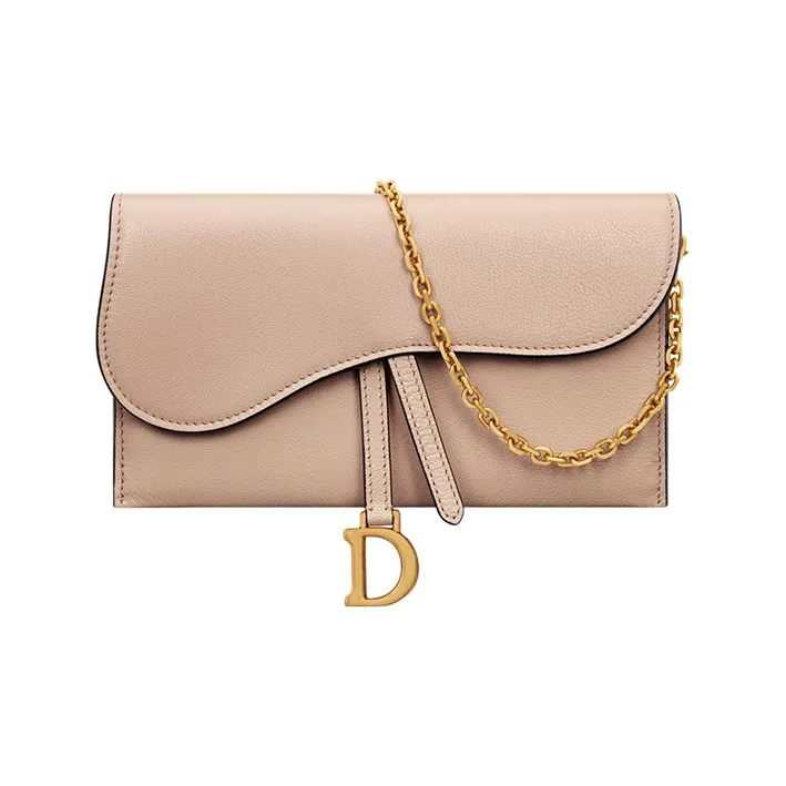 DIOR Saddle Goatskin Saddle Bag Shoulder Bag Crossbody Bag Wallet Women's Sand Pink-0