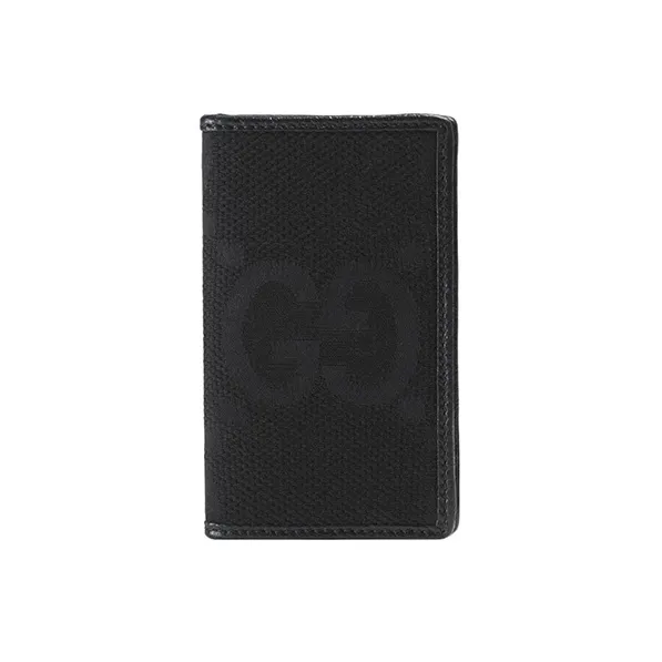 GUCCI Canvas With Leather Trim Canvas Bag Card Holder Large Size Men's Black-0