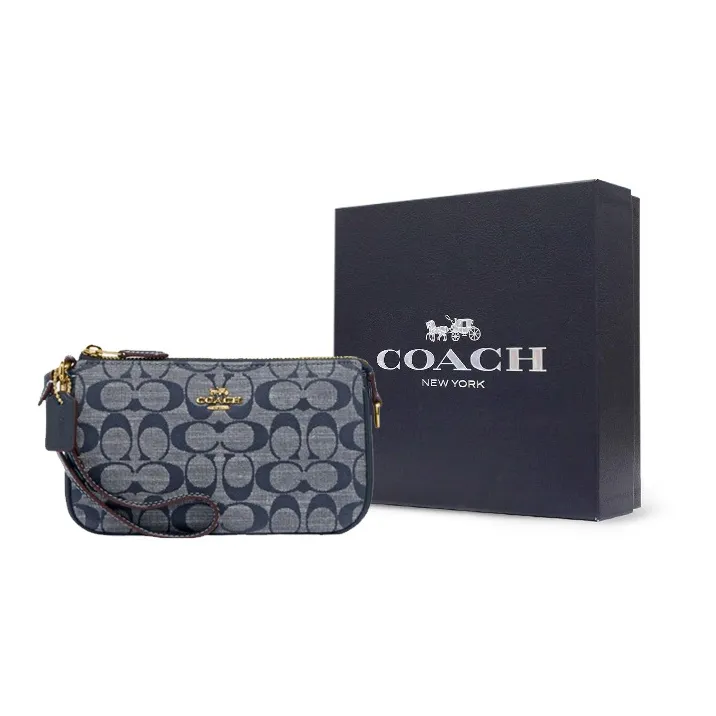 COACH Nolita Jacquard Fabric Bonded Cow Split Leather Handbag Shoulder Bag Women's Denim Blue-5
