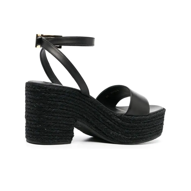 SERGIO ROSSI Open-toe Raffia Leather Sandals-3
