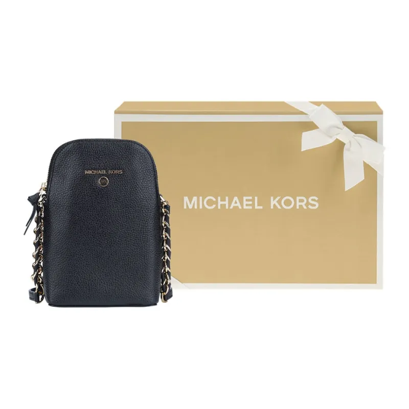 MICHAEL KORS Jet Set Leather Chain Cell Phone Pouch, Crossbody Bag, Shoulder Bag Women's Black-4