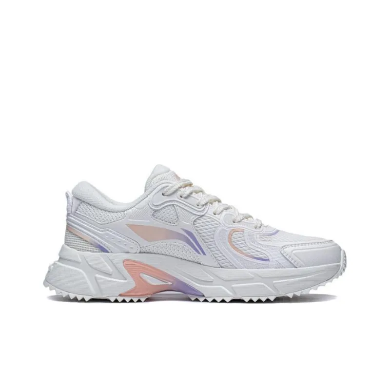 LiNing Pick Up The Light Anti Slip And Wear Resistant Breathable Low Top Running Shoes Women's Mist White-1