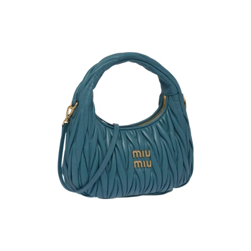 MIU MIU Wander Series Soft Sheep Leather Portable Crossbody Bag Shoulder Bag Women's Sea Blue-1