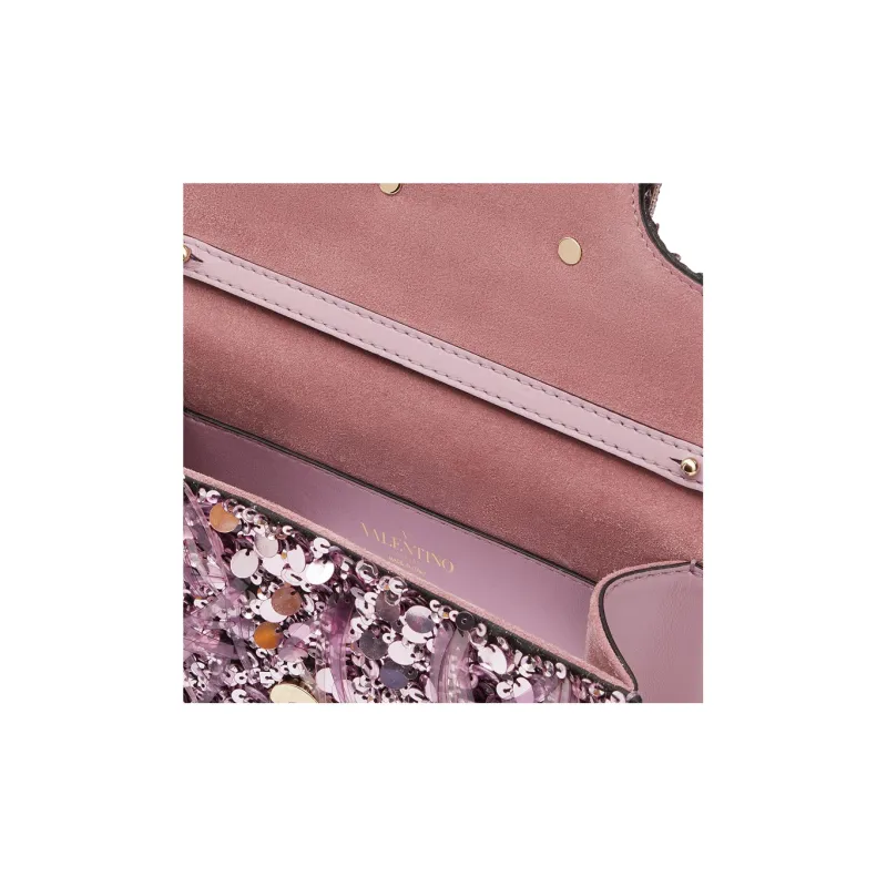 Valentino Locò 3D Embroidery Shoulder Bag Crossbody Bag Handbag Mini Women's Pink-5