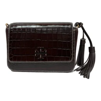 TORY BURCH Thea Leather Small Square Bag Shoulder Bag, Crossbody Bag Women's Dark Umber