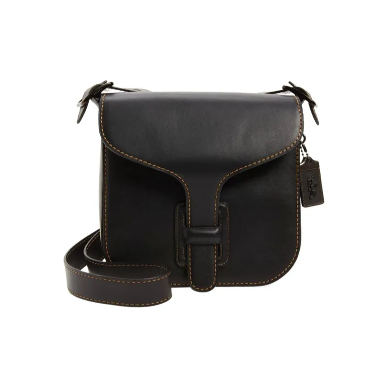 COACH Courier Leather Messenger Bag Shoulder Bag Crossbody Bag Medium Size Women's Black-0