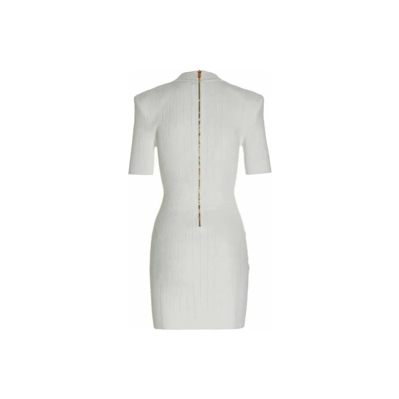 BALMAIN Knitted Button-embellished Minidress-1