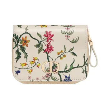 DIOR Caro Calfskin Wallet Women's White/Multicolor