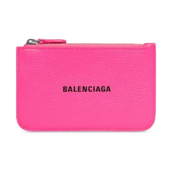Balenciaga Cash Grained Calfskin Card Clip Card Holder Large Size Women's Pink