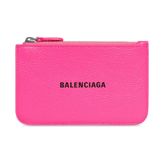Balenciaga Cash Grained Calfskin Card Clip Card Holder Large Size Women's Pink-0