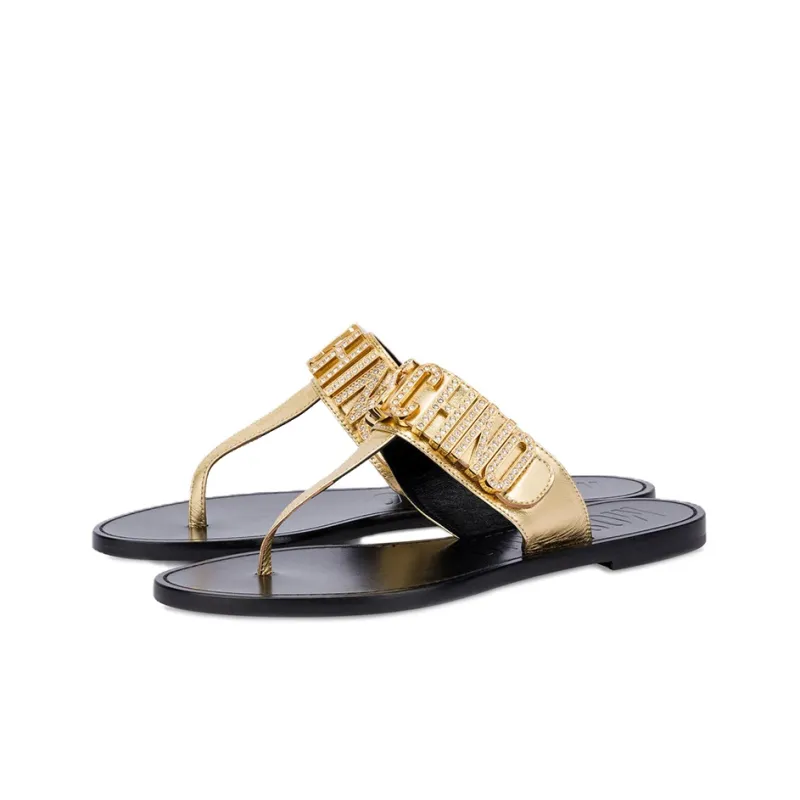 MOSCHINO Flip Flops Women's Gold-2