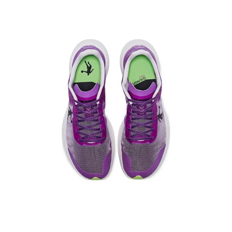 QIAODAN Flying Shadow PB1.0 Cushioned Wear Resistant Breathable Low Top Running Shoes Women's Purple Black White Green-3