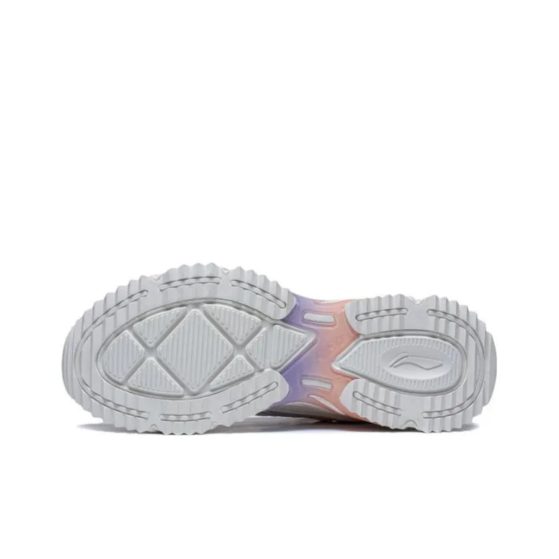 LiNing Pick Up The Light Anti Slip And Wear Resistant Breathable Low Top Running Shoes Women's Mist White-4