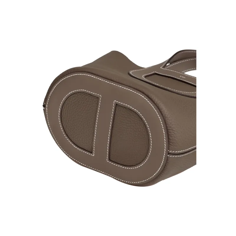 HERMES In The Loop Clemence Bullhide With Swift Calfskin Basket Bag Handbag Bucket Bag Regular Women's Elephant Gray-3