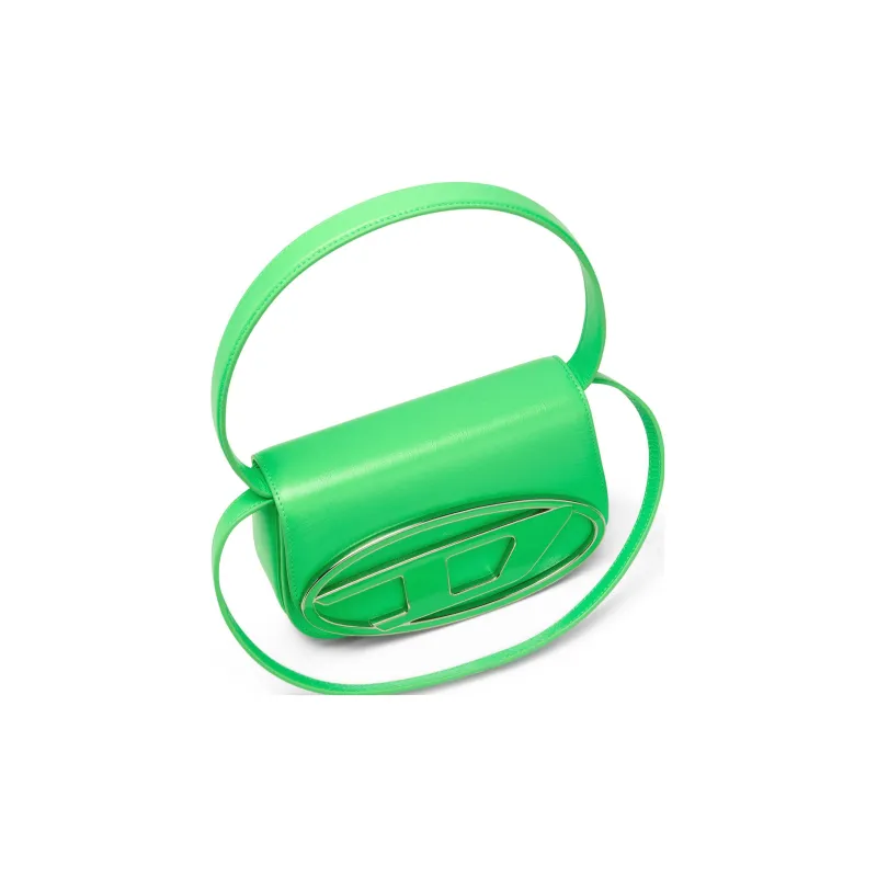 DIESEL Cow Leather 1DR Bag Handbag Shoulder Bag Large Size Women's Neon Green-3