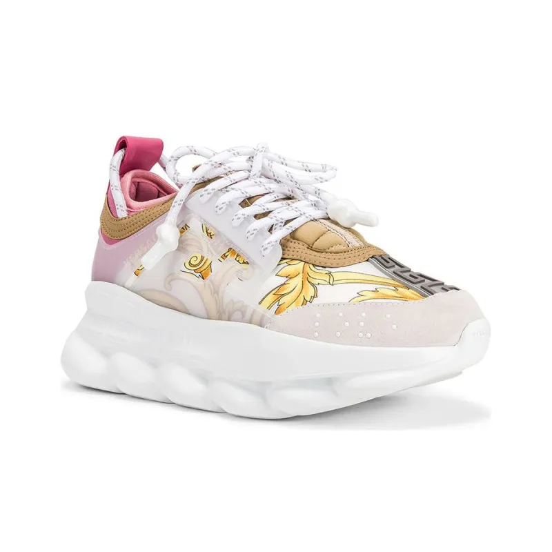 VERSACE Chain Reaction White Pink Yellow Barocco Women's-1