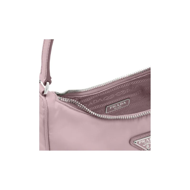 PRADA Re Edition Recycled Nylon Fabric With Saffiano Leather Trim Shoulder Bag, Handbag Mini Women's Snow Pink-5