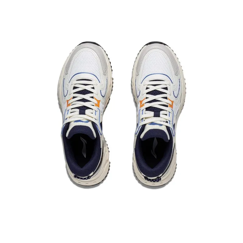 LiNing Pick Up The Light Anti Slip And Wear Resistant Breathable Low Top Running Shoes Men's White Gray Blue-3