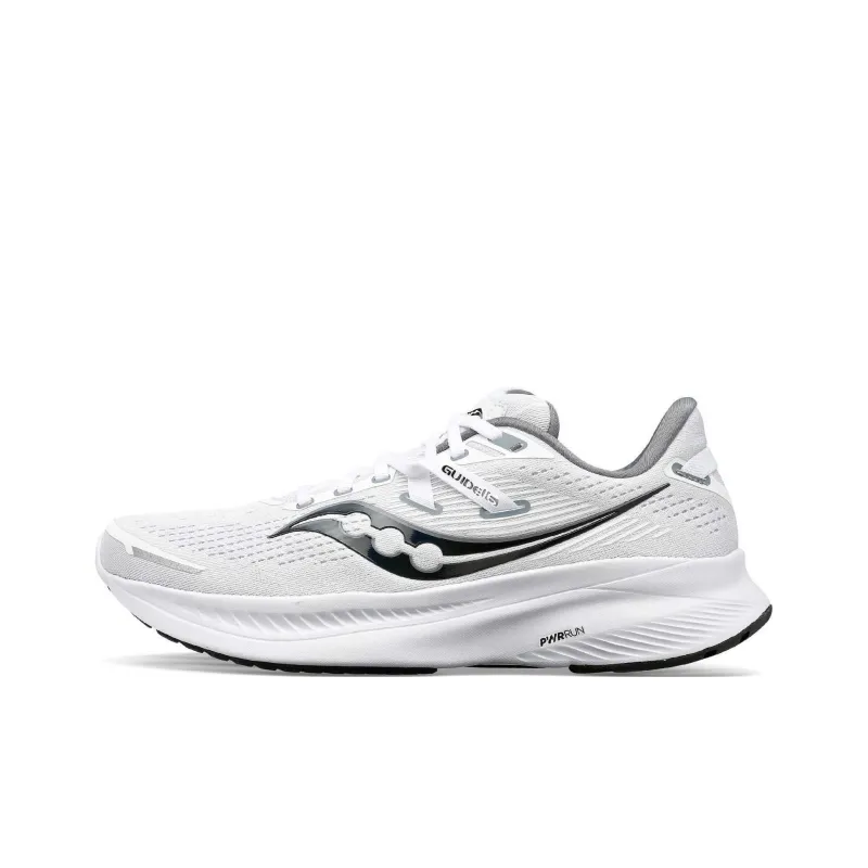Saucony Guide 16 Cushioning, Slip Resistant, And Abrasion Resistant Low Top Casual Shoes Women's White Black-0
