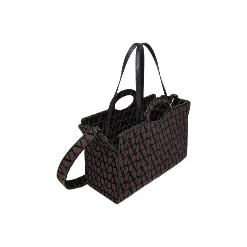 Valentino Leather Tote Bag, Shopping Bag, Shoulder Bag, Crossbody Bag, Handbag Men's Dark Coffee/Black-4