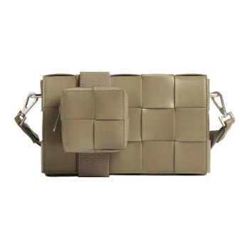 Bottega Veneta CASSETTE Woven Sheepskin Multifunction Tactical Bag Shoulder Bag, Crossbody Bag Medium Size Men's Taupe