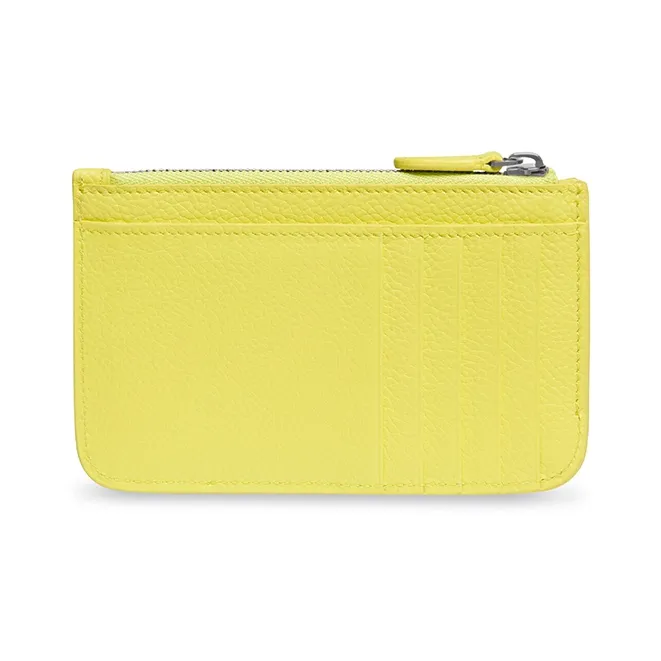 Balenciaga Cash Grained Calfskin Card Clip Card Holder Large Size Women's Yellow-1