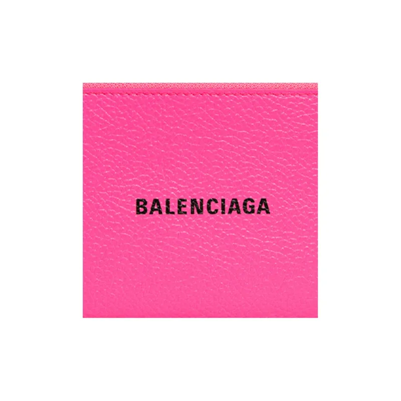 Balenciaga Cash Grained Calfskin Card Clip Card Holder Large Size Women's Pink-2