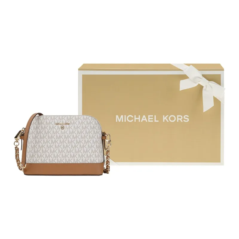 MICHAEL KORS Jet Set CharmJet Set Leather Dome Bag Crossbody Bag Large Size Women's Vanilla White-9