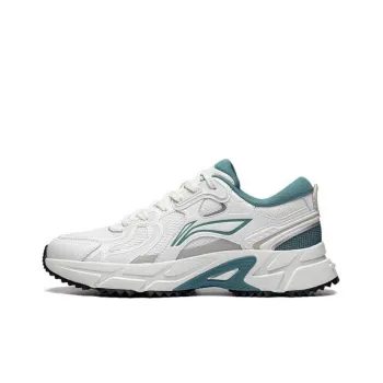 LiNing Pick Up The Light Anti Slip And Wear Resistant Breathable Low Top Running Shoes Men's White Gray Green