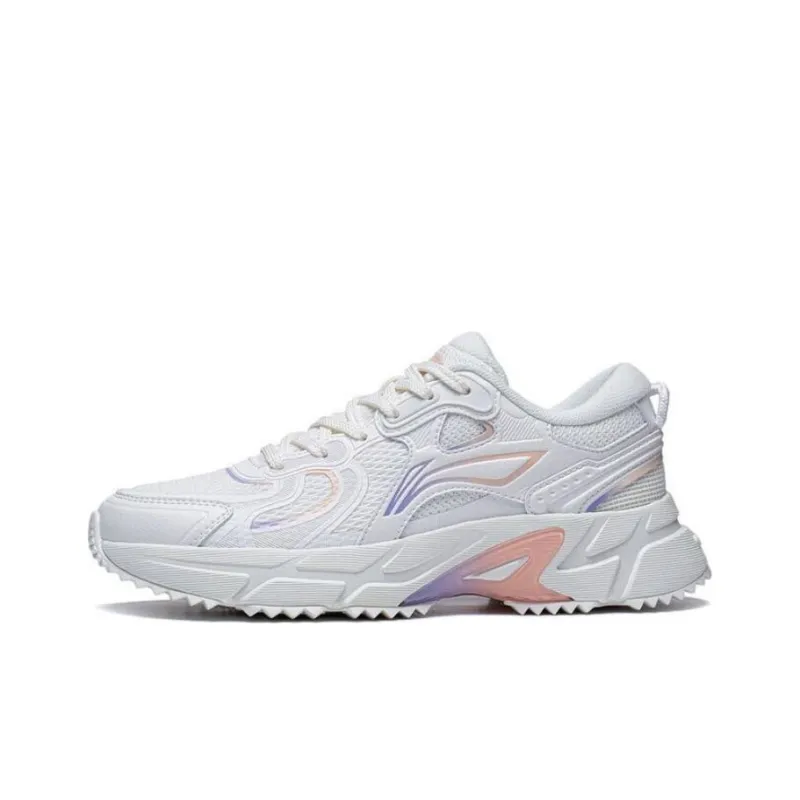 LiNing Pick Up The Light Anti Slip And Wear Resistant Breathable Low Top Running Shoes Women's Mist White-0
