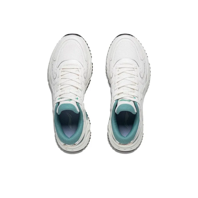 LiNing Pick Up The Light Anti Slip And Wear Resistant Breathable Low Top Running Shoes Men's White Gray Green-3