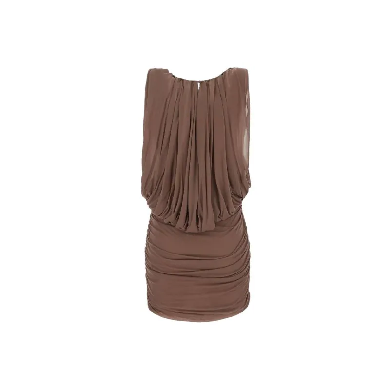 SAINT LAURENT Draped Sleeveless Dress-1