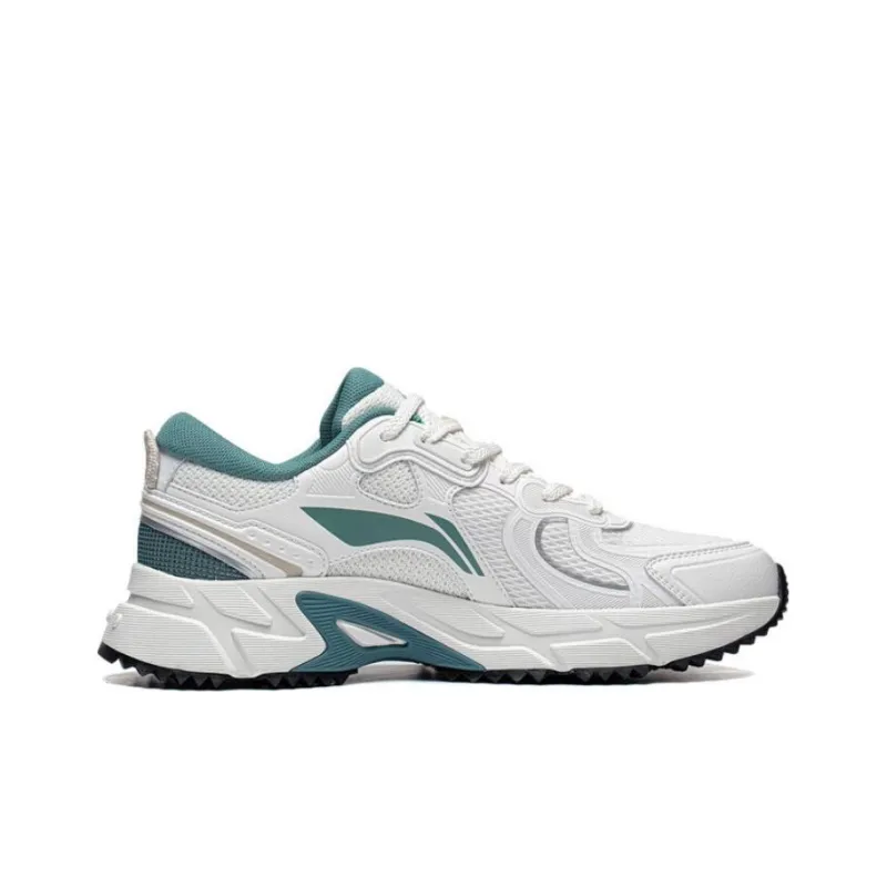 LiNing Pick Up The Light Anti Slip And Wear Resistant Breathable Low Top Running Shoes Men's White Gray Green-1