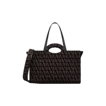 Valentino Leather Tote Bag Shopping Bag Shoulder Bag Crossbody Bag Handbag Men's Dark Coffee/Black