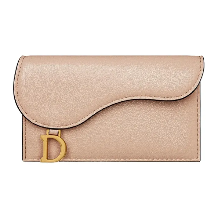 DIOR Goatskin Card Holder Women's Sand Pink-0