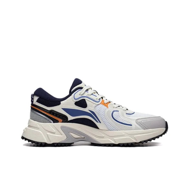 LiNing Pick Up The Light Anti Slip And Wear Resistant Breathable Low Top Running Shoes Men's White Gray Blue-1