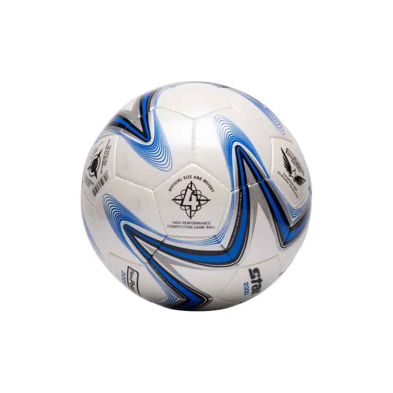 Star Size 4 Ball Soccer PU Hand Stitched Soccer Ball Unisex Blue White-2