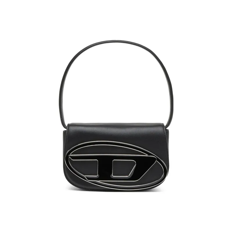 DIESEL 1DR-Iconic Nappa Leather Shoulder Bag Black-0