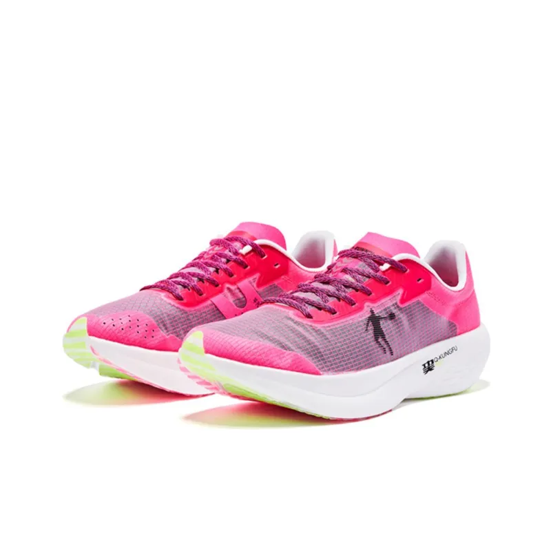 QIAODAN Flying Shadow PB1.0 Anti Slip And Wear Resistant Lightweight Low Top Running Shoes Women's Pink Green-2