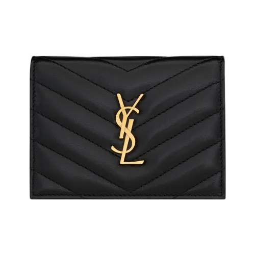 SAINT LAURENT CASSANDRE Lambskin Card Holder Women's Black