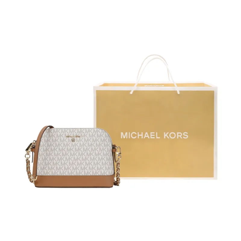 MICHAEL KORS Jet Set CharmJet Set Leather Dome Bag Crossbody Bag Large Size Women's Vanilla White-7