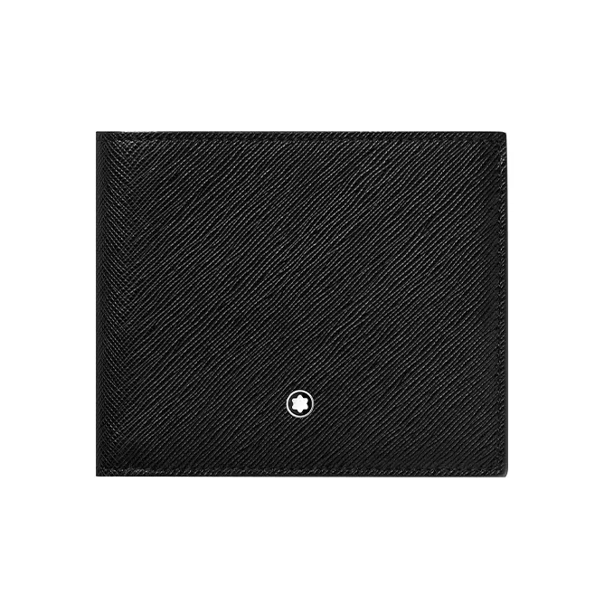 MONTBLANC Full Grain Cow Leather Card Holder Wallet Regular Men's Black-0