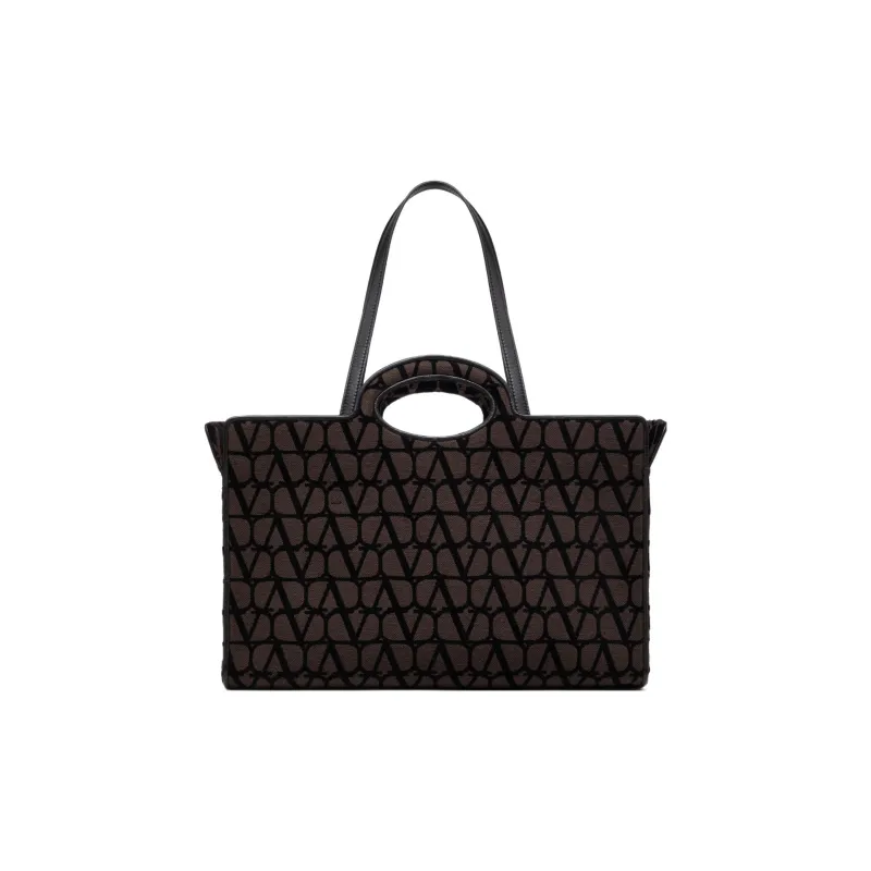 Valentino Leather Tote Bag, Shopping Bag, Shoulder Bag, Crossbody Bag, Handbag Men's Dark Coffee/Black-2