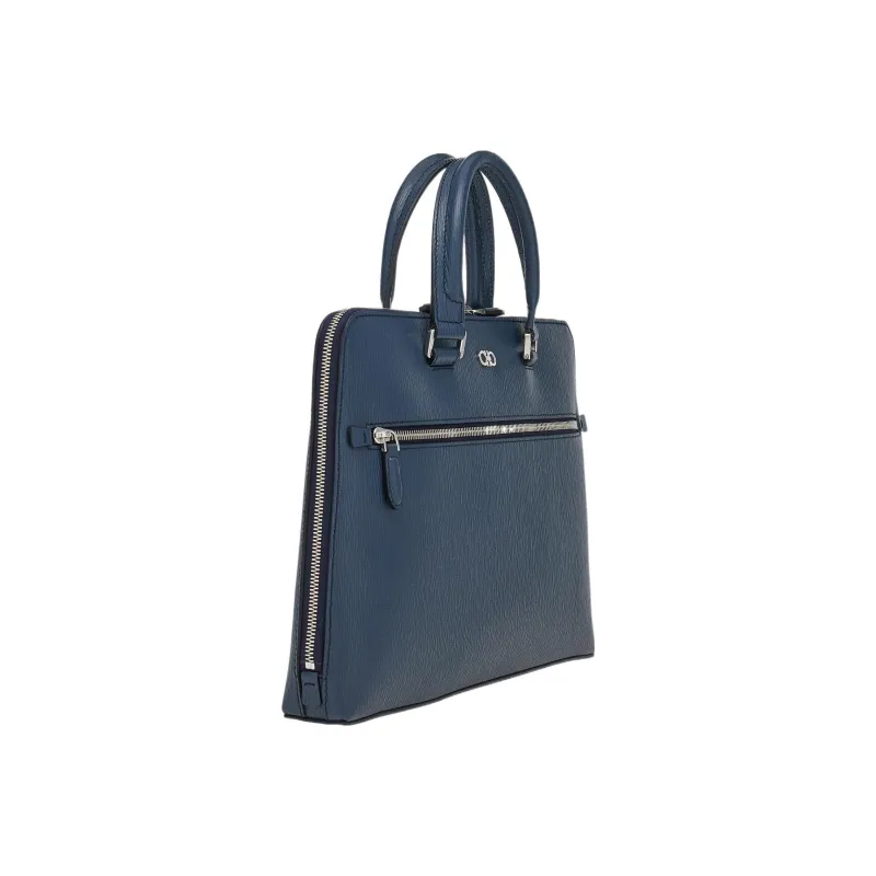 FERRAGAMO GANCINI Cow Leather Briefcases Handbags Regular Men's Blue-1