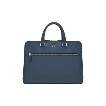 FERRAGAMO GANCINI Cow Leather Briefcases Handbags Regular Men's Blue