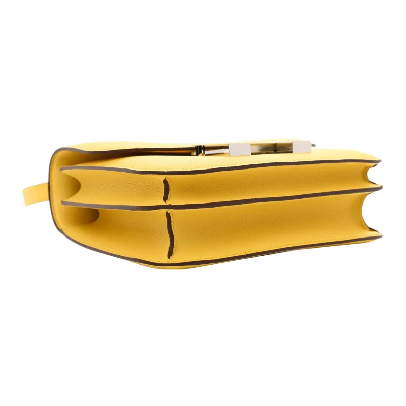 HERMES Constance Epsom Leather Shoulder Bag, Crossbody Bag Mini Women's 9O Jaune De Naples Yellow-3