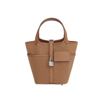 HERMES Picotin Goeland Canvas With Swift Calfskin Bucket Bag Pocket Bag Basket Bag Handbag Women's Milk Tea Beige