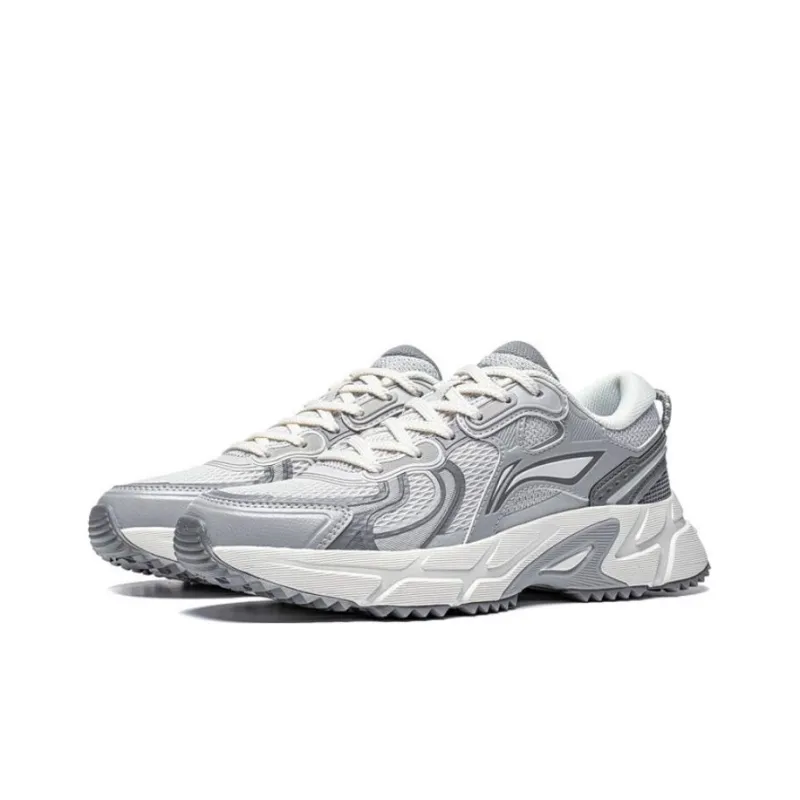 LiNing Pick Up The Light Anti Slip And Wear Resistant Breathable Low Top Running Shoes Women's Antarctic Gray-2