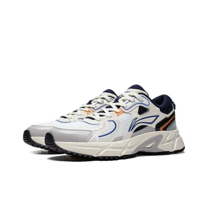 LiNing Pick Up The Light Anti Slip And Wear Resistant Breathable Low Top Running Shoes Men's White Gray Blue-2