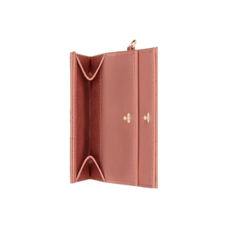DIOR Lady Dior Patent Leather Calfskin Wallet Women's Bright Pink-3
